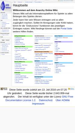 Vorschau der mobilen Webseite aowiki.eu, AO Wiki