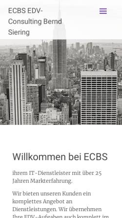 Vorschau der mobilen Webseite www.ecbs.de, ECBS EDV-Consulting Bernd Siering