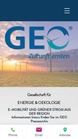 Vorschau der mobilen Webseite www.geo-mbh.de, GEO - Gesellschaft für Energie und Oekologie mbH