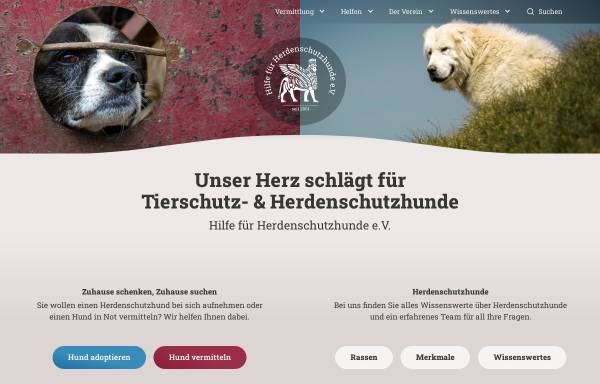 Vorschau von www.herdenschutzhundhilfe.de, Tier und Mensch Hilfe für Herdenschutzhunde e.V.