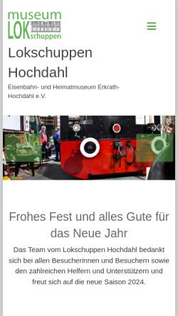 Vorschau der mobilen Webseite www.lokschuppen-hochdahl.de, Museum Lokschuppen