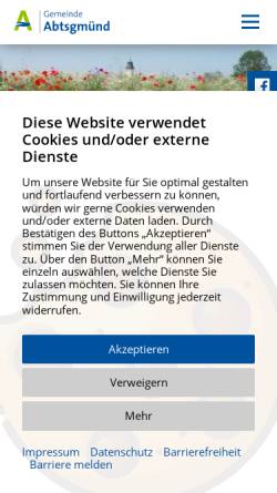 Vorschau der mobilen Webseite www.abtsgmuend.de, Freiwillige Feuerwehr Abtsgmünd