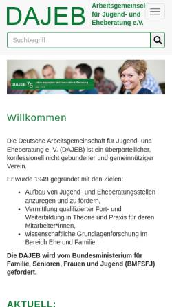 Vorschau der mobilen Webseite www.dajeb.de, Deutsche Arbeitsgemeinschaft für Jugend- und Eheberatung
