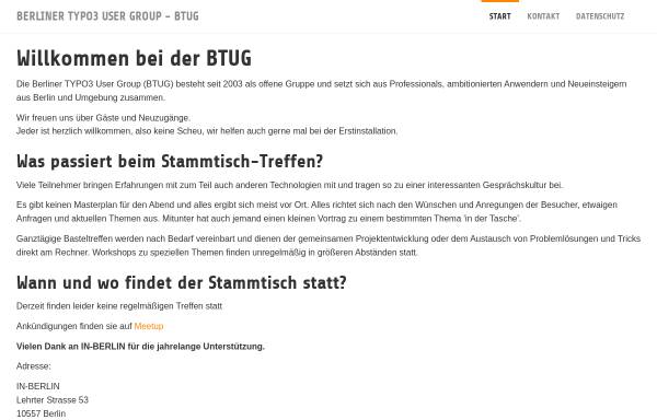 Vorschau von www.btug.org, BTUG - Berliner TYPO3 Usergroup