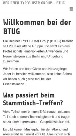 Vorschau der mobilen Webseite www.btug.org, BTUG - Berliner TYPO3 Usergroup