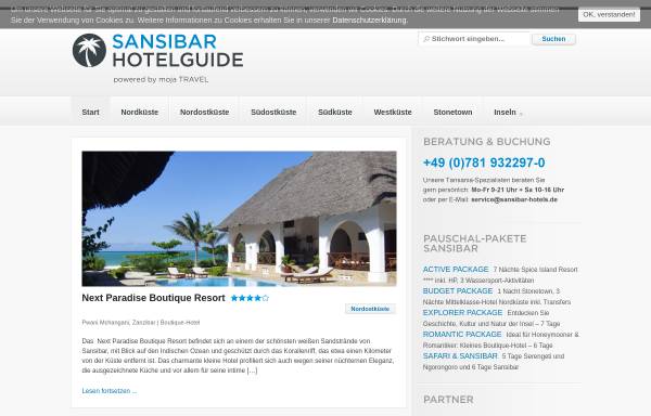 Vorschau von www.sansibar-hotels.de, Sansibar Hotelguide