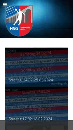 Vorschau der mobilen Webseite www.hsg-ab.de, HSG Altenbeken/Buke