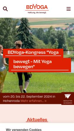 Vorschau der mobilen Webseite www.yoga.de, Yogalehrer- Berufsverband BDY