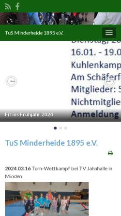 Vorschau der mobilen Webseite www.tus-minderheide.de, TuS Minderheide von 1895 e. V.