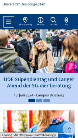 Vorschau der mobilen Webseite www.uni-due.de, Universität Duisburg-Essen