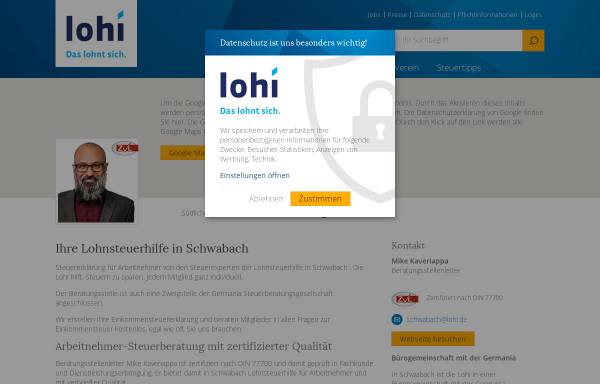 Vorschau von www.lohi.de, Lohnsteuerhilfe Bayern - Beratungsstelle Schwabvach