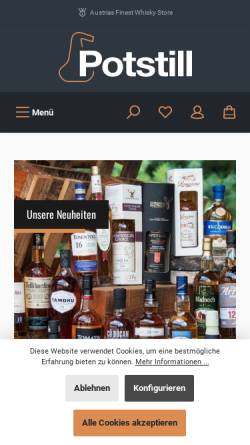 Vorschau der mobilen Webseite www.potstill.org, Austrias finest Whisky Shop