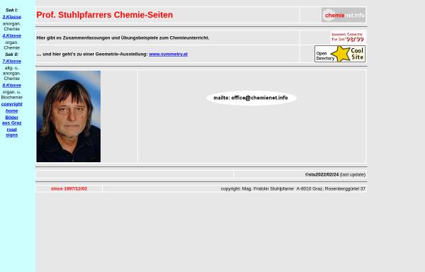Vorschau von www.chemienet.info, Prof. Stuhlpfarrers Chemie-Seiten