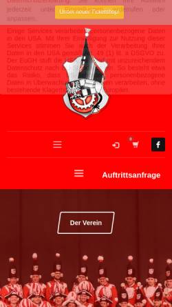 Vorschau der mobilen Webseite www.prinzengarde-huerth.de, Prinzengarde Rot-Weiss Hürth e.V.