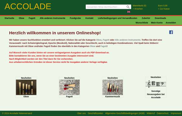 Vorschau von www.accolade.de, Accolade Musikverlag und Notenversand, Bodo Koenigsbeck