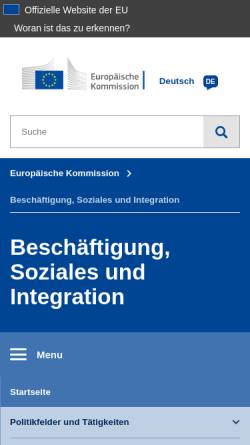 Vorschau der mobilen Webseite ec.europa.eu, Generaldirektion für Beschäftigung und Soziales der Europäischen Kommission