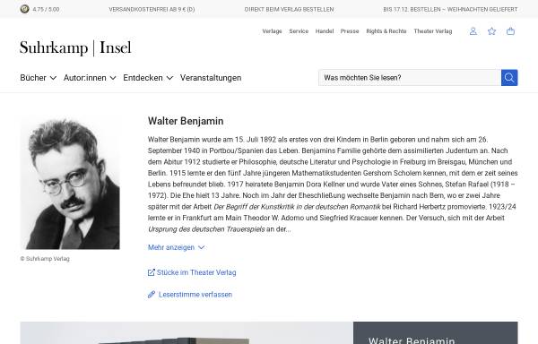 Vorschau von www.suhrkamp.de, Biographie