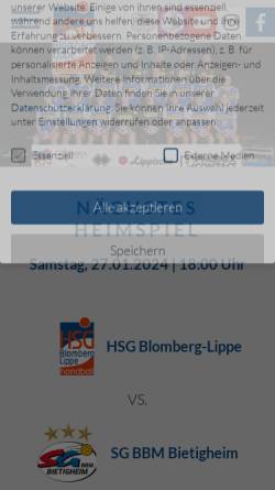 Vorschau der mobilen Webseite hsg-blomberg-lippe.de, HSG Blomberg-Lippe