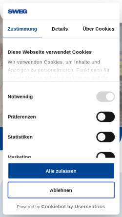 Vorschau der mobilen Webseite www.sweg.de, Fahrplanauskünfte für die Region Sinsheim