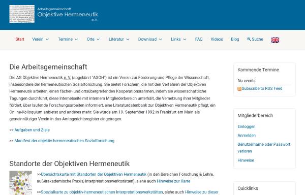 Vorschau von www.agoh.de, Arbeitsgemeinschaft Objektive Hermeneutik e.V.