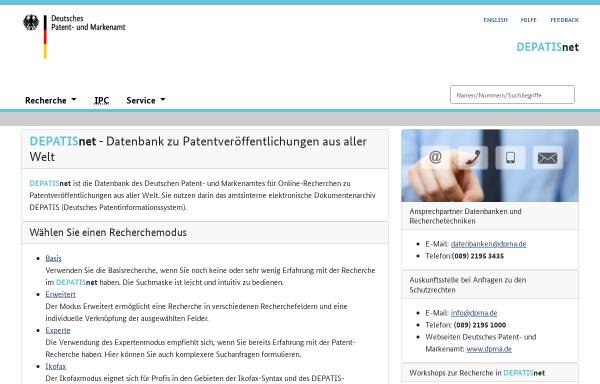 Recherche in den Datenbeständen des DEPATIS Systems des Deutschen Patentamtes