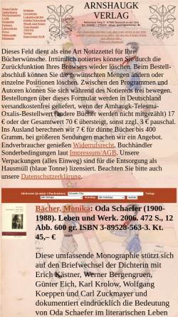 Vorschau der mobilen Webseite www.arnshaugk.de, Oda Schaefer