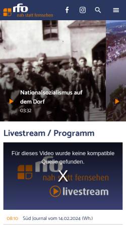 Vorschau der mobilen Webseite www.rfo.de, Regionalfernsehen Oberbayern