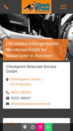Vorschau der mobilen Webseite www.checkpointborchen.de, Check Point Motorrad Service GmbH