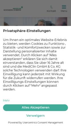 Vorschau der mobilen Webseite www.bosenberg-kliniken.de, Bosenberg Klinik GmbH und Co. KG