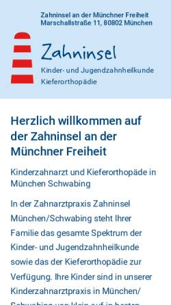 Vorschau der mobilen Webseite www.deinekinderzahnaerztin.de, Dr. Butz Dr. Brem Dr. Pfau Kinderzahnärzte