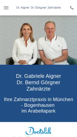 Vorschau der mobilen Webseite www.aigner-zahnaerztin.de, Dr. Gabriele Aigner Zahnärztin
