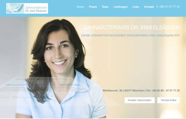 Vorschau von www.dr-elsaesser.de, Dr. med. dent. Irini Elsässer Zahnärztin