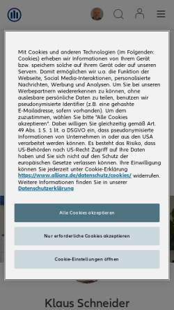 Vorschau der mobilen Webseite vertretung.allianz.de, Dr. med. dent. Klaus Schneider
