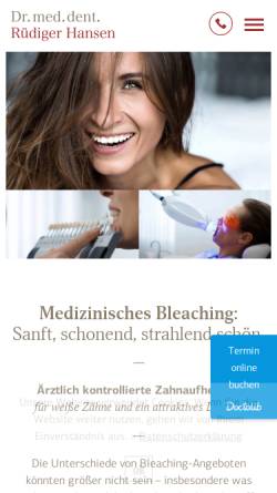 Vorschau der mobilen Webseite www.bleaching-muenchen.de, Dr. med. dent. Rüdiger Hansen Zahnarzt