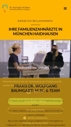 Vorschau der mobilen Webseite www.zahn-implants.de, Dr. med. dent. Wolfgang Baumgartl Zahnarzt