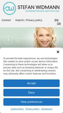 Vorschau der mobilen Webseite www.stefan-widmann-zahnarzt.de, Stefan Widmann Zahnarzt