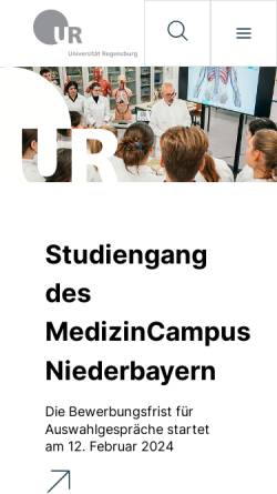 Vorschau der mobilen Webseite www.uni-regensburg.de, Universität Regensburg