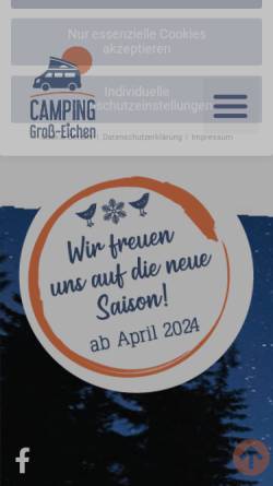 Vorschau der mobilen Webseite camping-gross-eichen.de, Camping Gross-Eichen