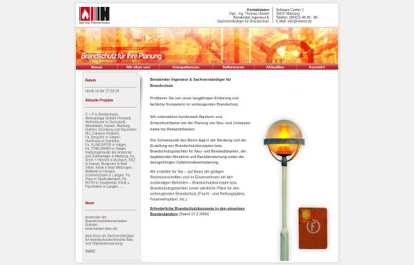 Vorschau von www.hankel.de, Ingenieurbüro für Brandschutz Hankel