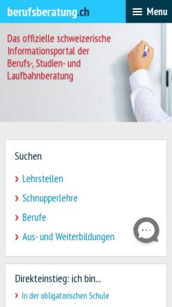 Vorschau der mobilen Webseite www.berufsberatung.ch, Schweizerische Berufsberatung