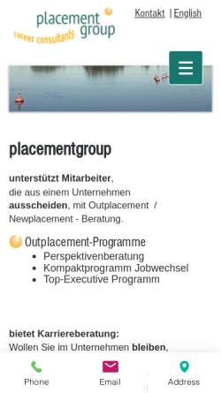 Vorschau der mobilen Webseite www.placementgroup.at, Placement Group