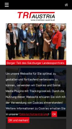 Vorschau der mobilen Webseite www.triathlon-austria.at, Österreichischer Triathlonverband