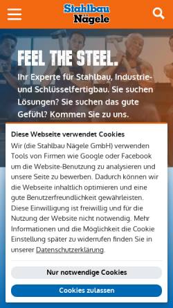 Vorschau der mobilen Webseite www.stahlbau-naegele.de, Stahlbau Nägele GmbH