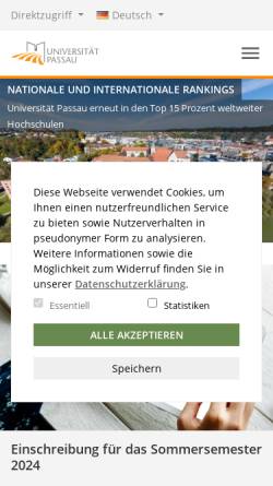 Vorschau der mobilen Webseite www.uni-passau.de, Universität Passau