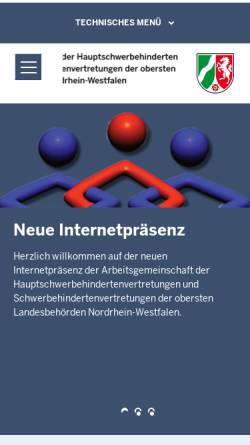 Vorschau der mobilen Webseite www.agsv.nrw.de, Arbeitsgemeinschaft der Hauptschwerbehindertenvertetungen und Schwerbehindertenvertretungen der obersten Landesbehörden NRW