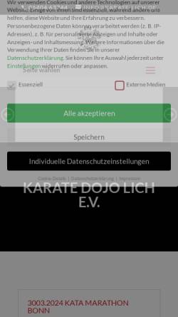 Vorschau der mobilen Webseite karate-lich.de, Karate-Dojo Lich e.V.