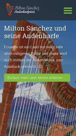 Vorschau der mobilen Webseite www.harfe-sanchez.de, Sanchez, Milton