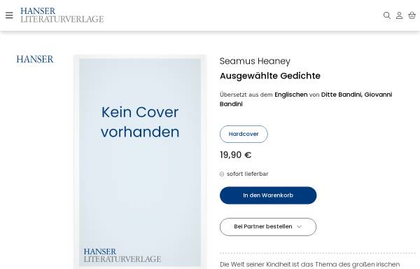 Vorschau von www.hanser-literaturverlage.de, S. Heaney: Ausgewählte Gedichte