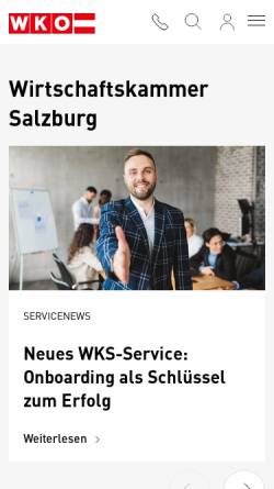 Vorschau der mobilen Webseite wko.at, Wirtschaftskammer Salzburg