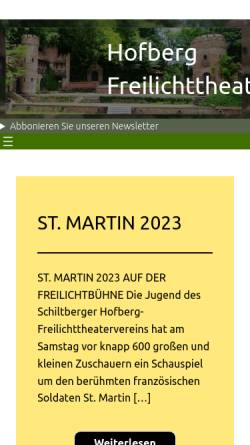 Vorschau der mobilen Webseite hofberg-freilichttheater.de, Hofberg Freilichttheaterverein Schiltberg e.V.
